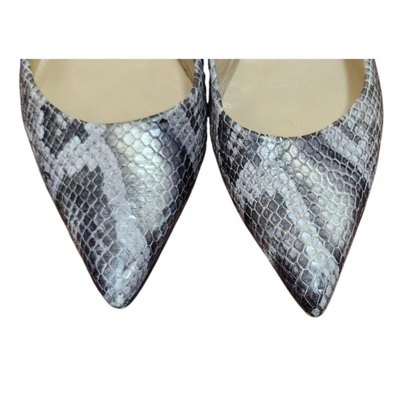 Stuart Weitzman Snakeskin Embossed Leather Pumps Heels Gray Women’s Size 7 Party - Picture 5 of 16